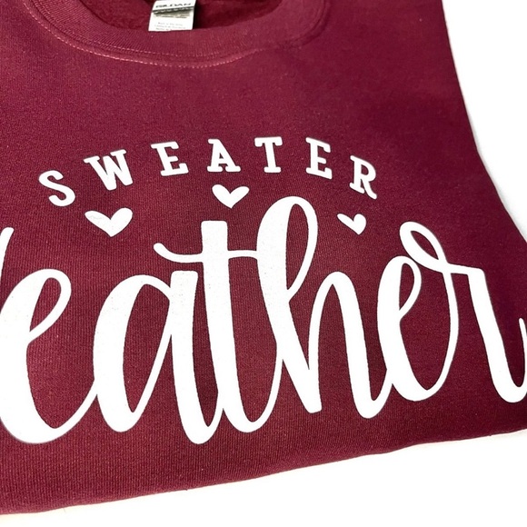 Gildan Maroon Sweater Weather Women's Crewneck Sweatshirt - Picture 2 of 3